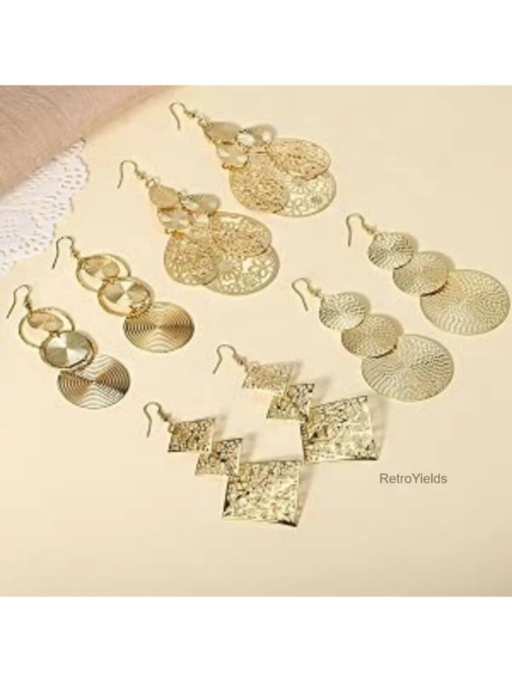 14K Gold Plated Statement Triple Round Disc Dangle Drop Earrings for Women